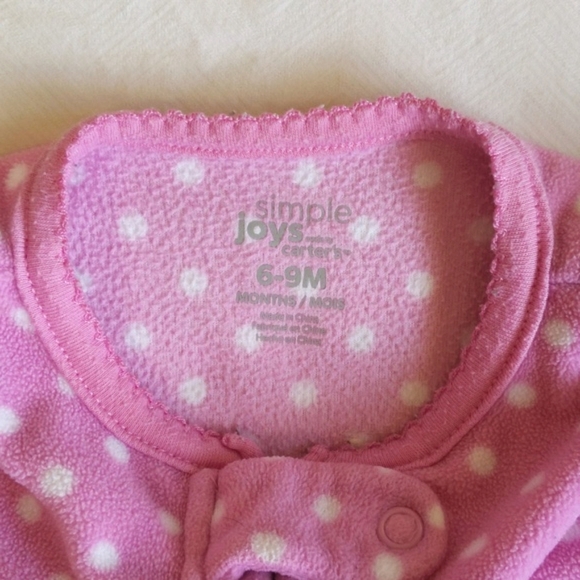 simple joys purple fleece zipper footie sleeper pajamas 6-9 months baby girl - Picture 4 of 7